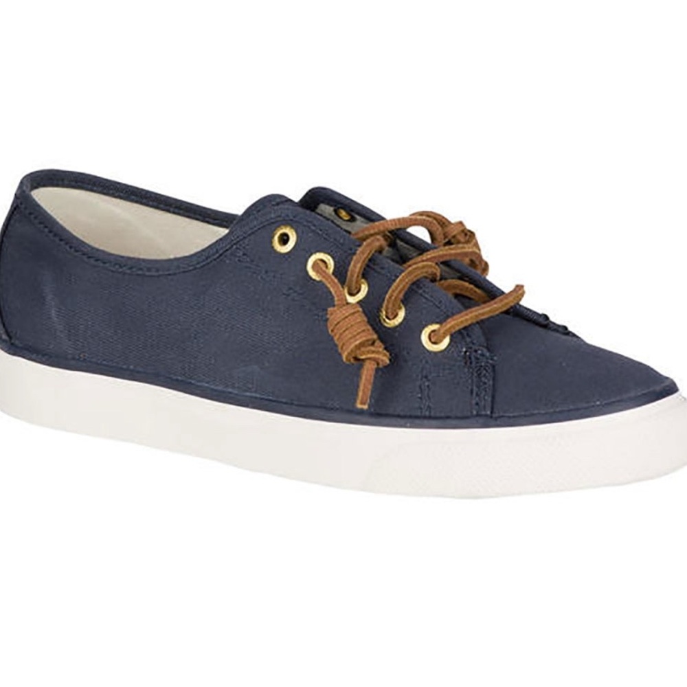 Sperry Navy Blue Sneakers with Tan Laces